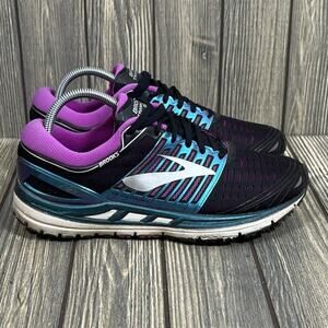 Brooks Transcend 5 Women Running Jogging Shoes Sneakers Black Purple Mesh Sz 9.5